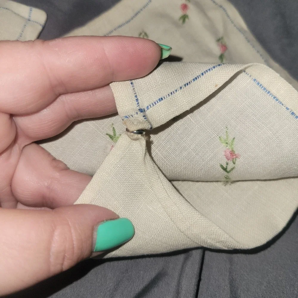 Vintage Linen Hand Embroidered Cross Stitch Coasters Tea